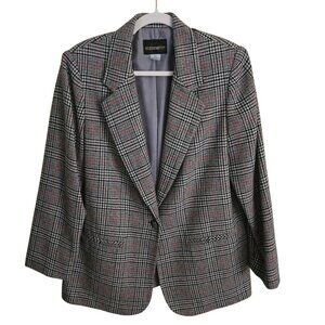 Requirements Vintage Wool Blend Classic Plaid Blazer Size 10